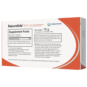Rejuvatide PCC-06 Thymus Bioregulator facts panel