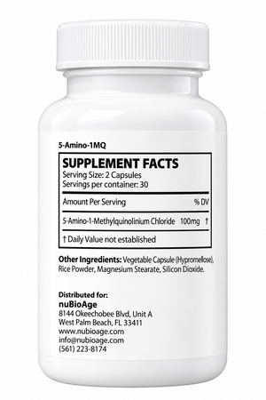 Nubioage 5-amino-1mq supplement facts panel