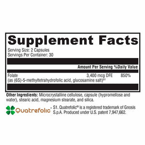 Xymogen 5-MTHF - 60 Capsules facts panel
