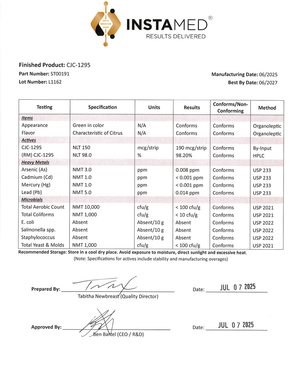 InstaMed CJC-1295/Ipamorelin Coa Results