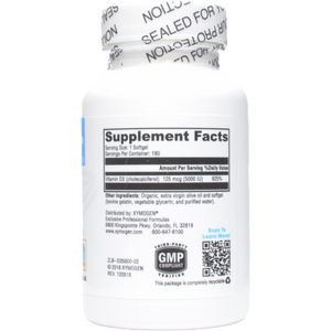 D3 5000 180 softgels Xymogen ingredients