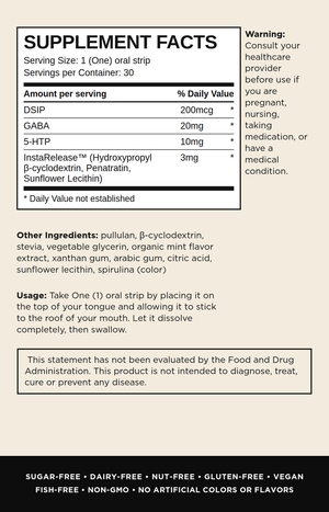 Instamed Sleep Supplement ingredients and facts panel