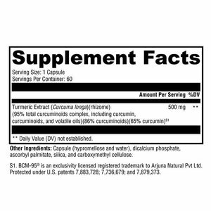 Xymogen CurcuPlex-95 - 60 Capsules facts panel