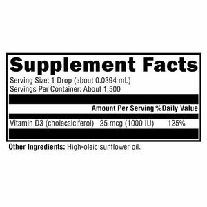 Xymogen D3 Liquid - 2.03 fl oz facts panel