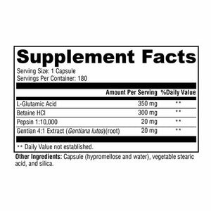 Xymogen GastrAcid - 180 Capsules facts panel