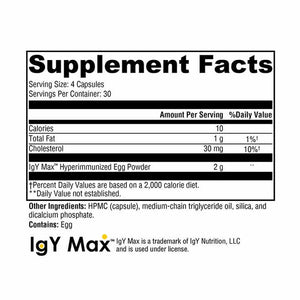 Xymogen IG 26 DF - 120 Capsules supplement facts panel
