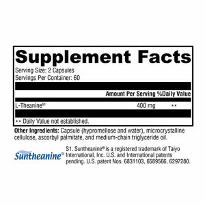 Xymogen L-Theanine - 120 Capsules facts panel