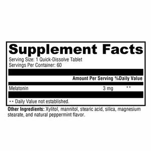 Xymogen Melatonin Peppermint 60 Supplement facts panel