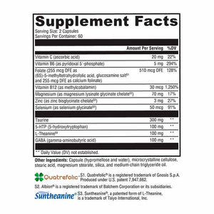 Supplement facts label for Xymogen Mood Food ES - 120 Capsules
