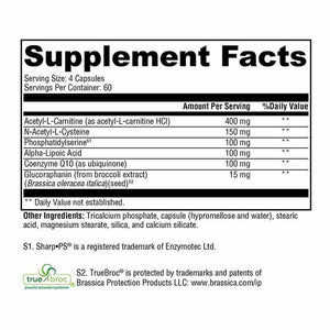 Xymogen NeuroActives BrainSustain - 240 Capsules facts panel