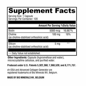 Supplement facts label for Xymogen RegeneMax Plus - 120 Capsules