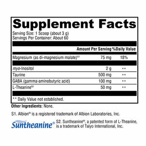 Xymogen RelaxMax Unflavored supplement facts panel