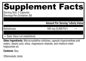 Xymogen Nattokinase 120 Capsules Supplement Facts