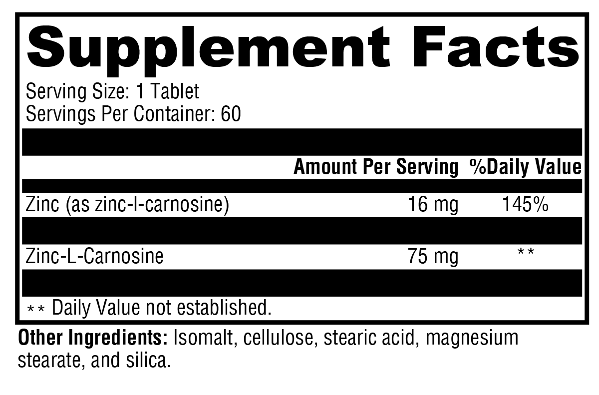 Xymogen PepciX 60 Tablets Supplement Facts