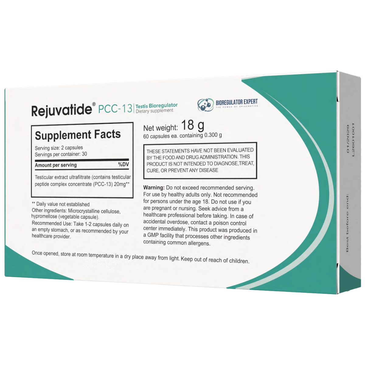 Rejuvatide PCC-13 Testis Bioregulator facts panel