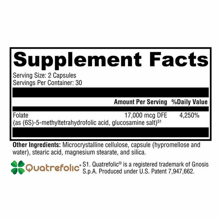 Xymogen 5-MTHF ES supplement facts panel