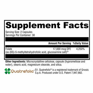 Xymogen 5-MTHF ES supplement facts panel