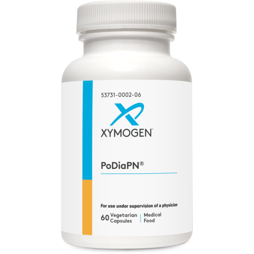 Xymogen PoDiaPN supplement bottle on a white background