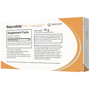 Rejuvatide PCC-01 Pancreas Bioregulator facts panel
