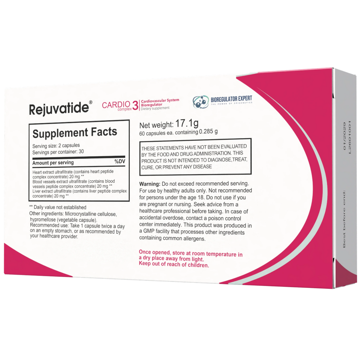 Rejuvatide Cardio Complex facts panel