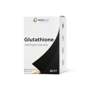 Box of Instamed Glutathione sublingual oral strips on a white background