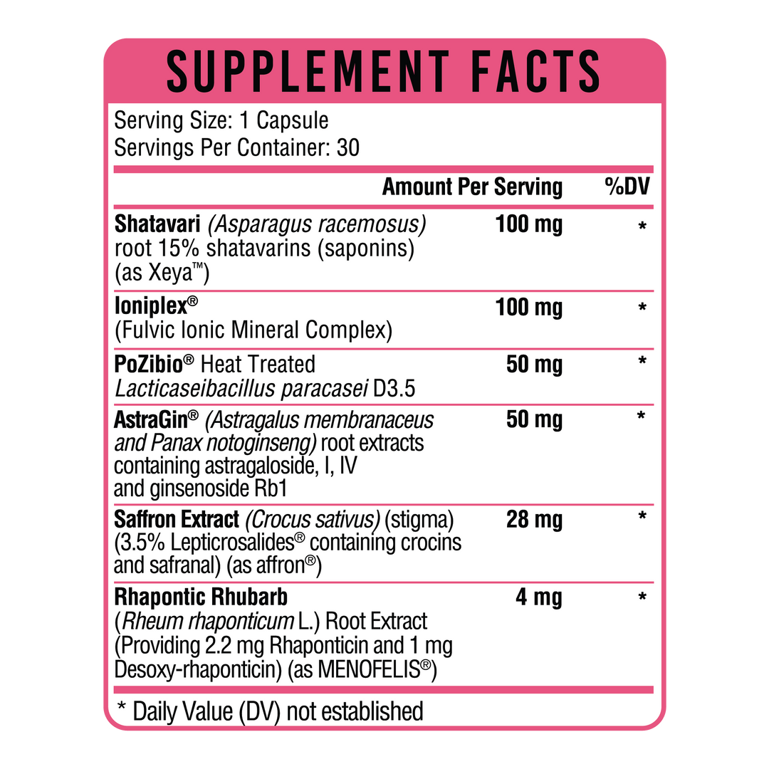 Healthgevity HERgevity Balance facts panel