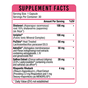 Healthgevity HERgevity Balance facts panel