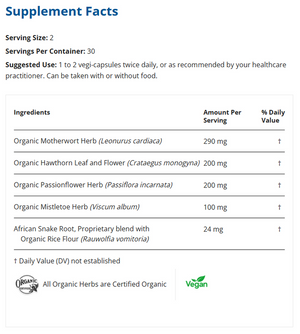 Restorative Forumulations HTN 180 PX supplement facts panel