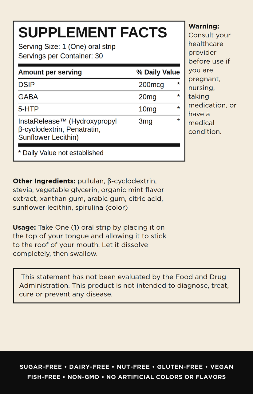 Instamed Sleep Supplement ingredients and facts panel