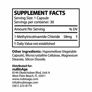 Nubioage-methylnicotinamide chloride supplement facts panel