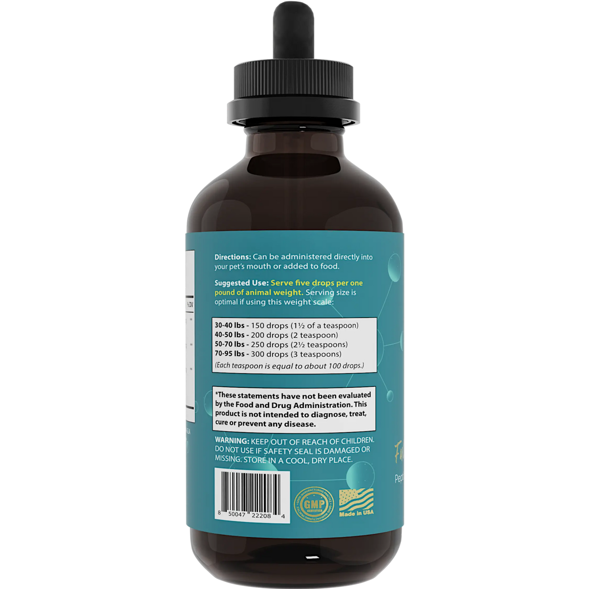 PetTides Full Body Support Oil for Large Pets usage directions