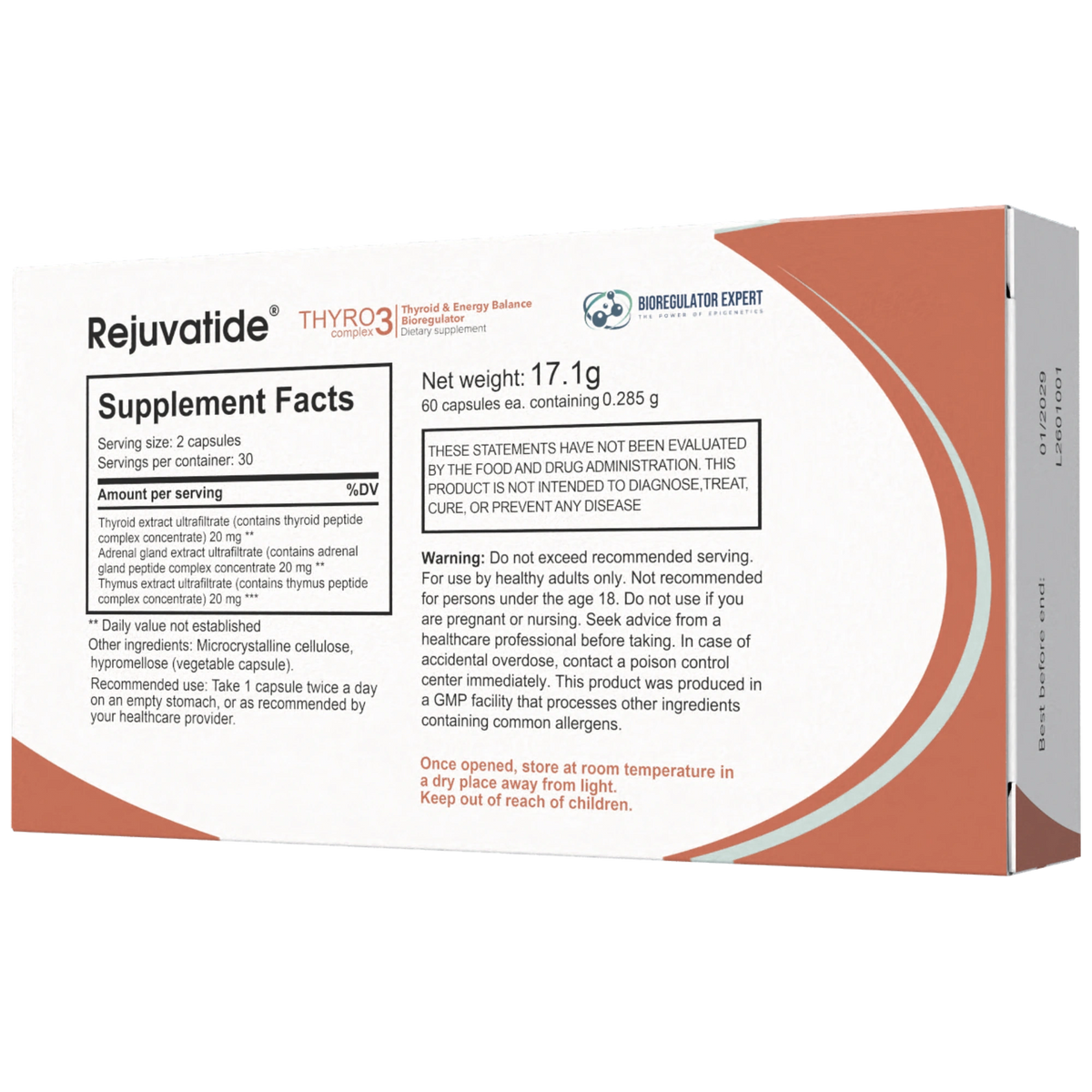 Rejuvatide Thyro Complex facts panel