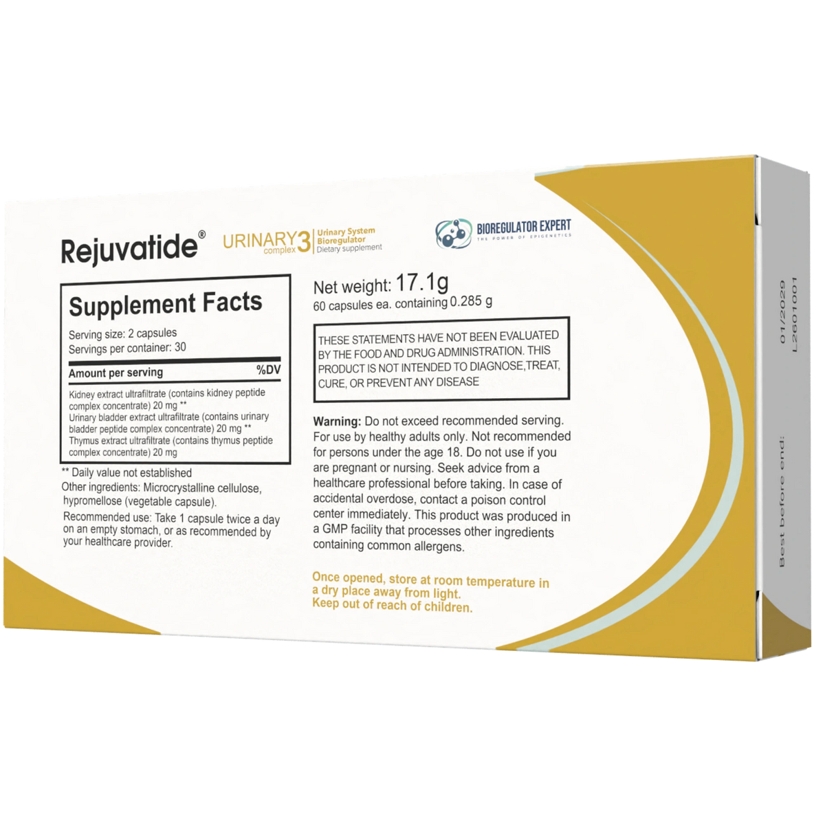 Rejuvatide Urinary Complex facts panel