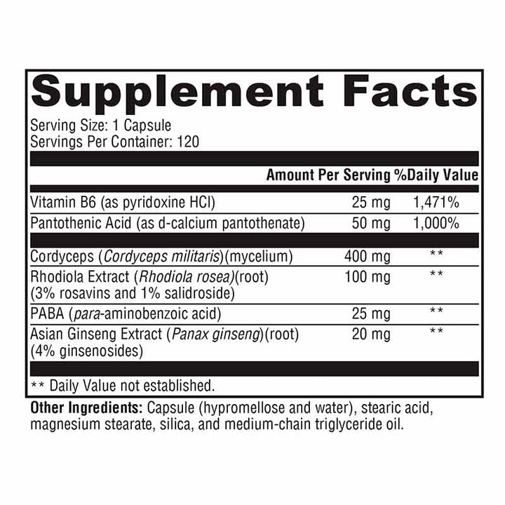 Xymogen Adrenal Essence - 120 Capsules facts panel