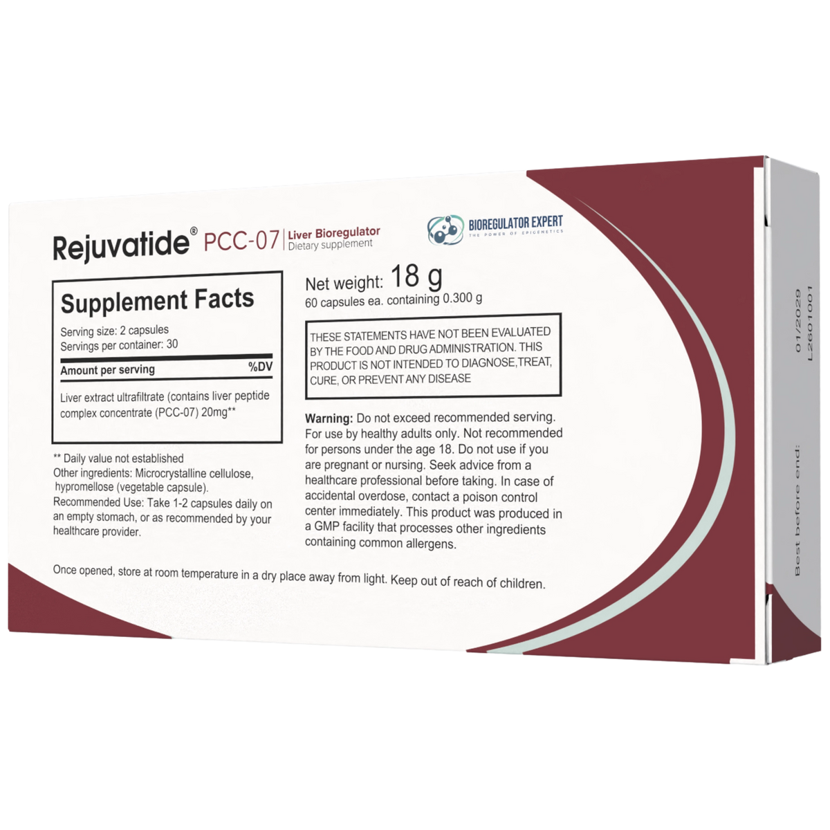 Rejuvatide PCC-07 Liver Bioregulator facts panel