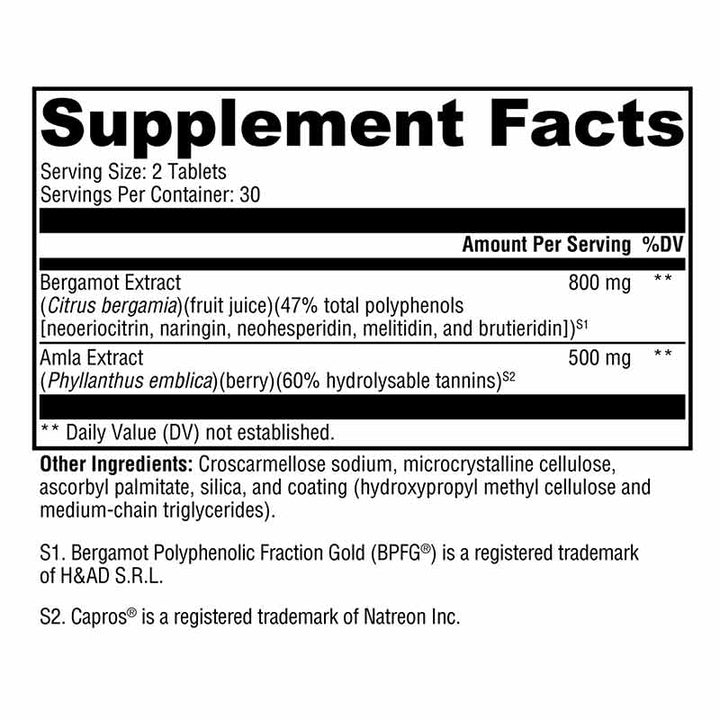 Xymogen BergaCor Plus - 60 Tablets facts panel