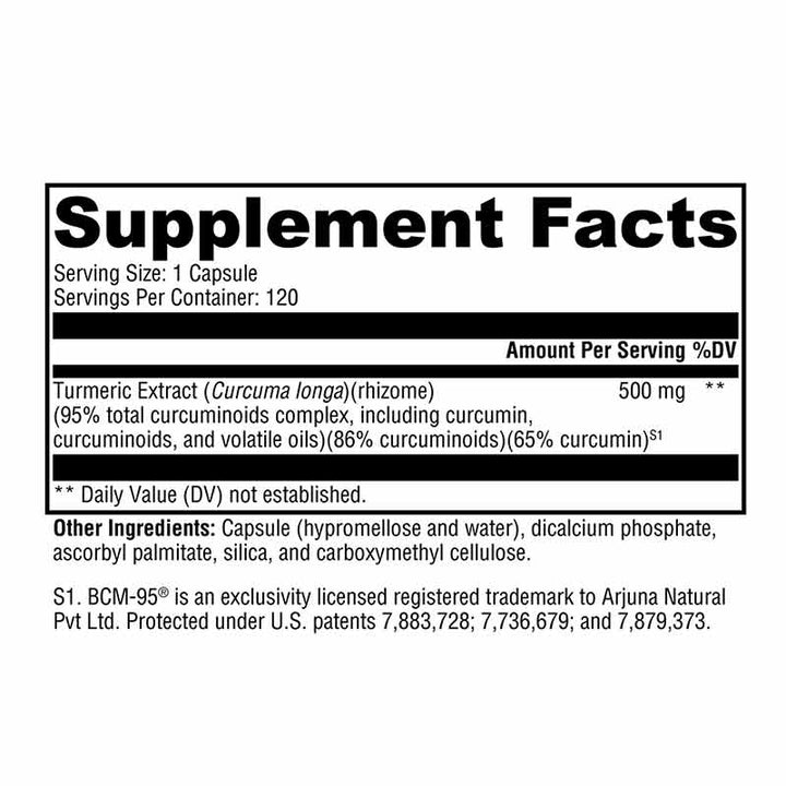 Xymogen CurcuPlex-95 - 120 Capsules facts panel