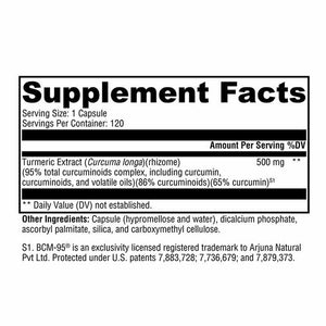 Xymogen CurcuPlex-95 - 120 Capsules facts panel