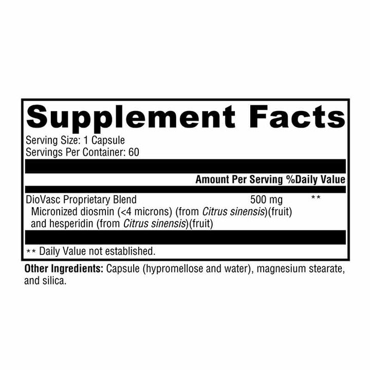 Xymogen DioVasc supplement facts panel