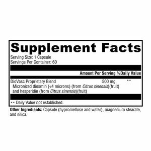 Xymogen DioVasc supplement facts panel