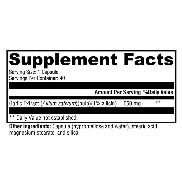 Xymogen GarliX - 90 Capsules facts panel