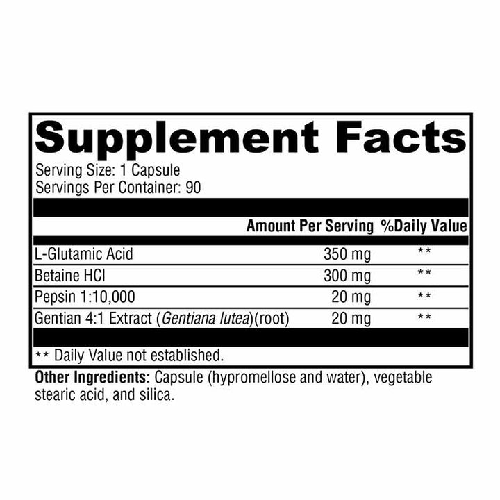 Xymogen GastrAcid - 90 Capsules facts panel