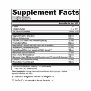 Xymogen GI Balance 150 Capsules supplement facts panel