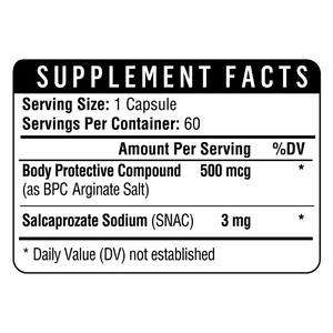 Healthgevity BPC 60 capsules fact panel