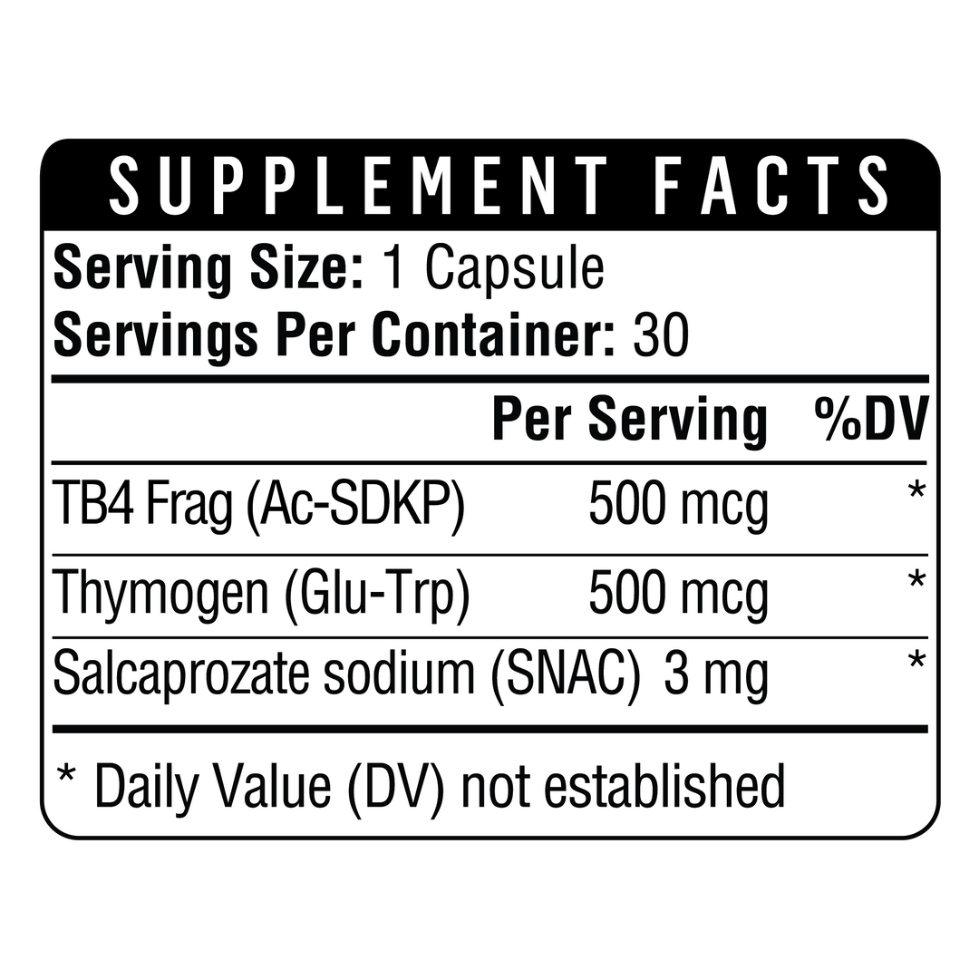 Healthgevity T-Frag 500+ 30 Ct Facts Panel