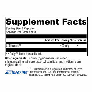 Xymogen L-Theanine - 60 Capsules facts panel