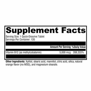 Xymogen Methylcobalamin - 120 Tablets facts panel