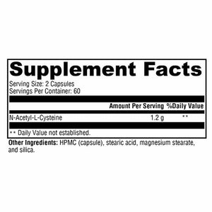 Xymogen NAC - 120 Capsules supplement facts panel