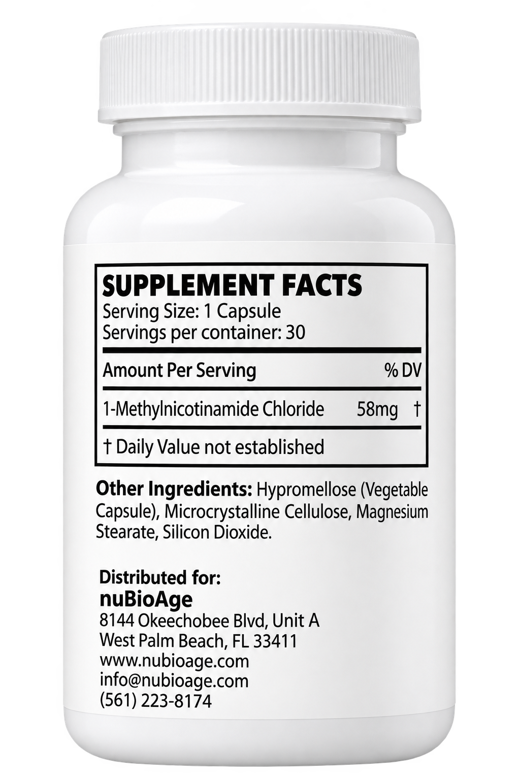 Nubioage 1-mna supplement facts panel