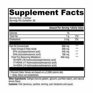 Xymogen OmegaPure PRM - 30 Softgels supplement fact label